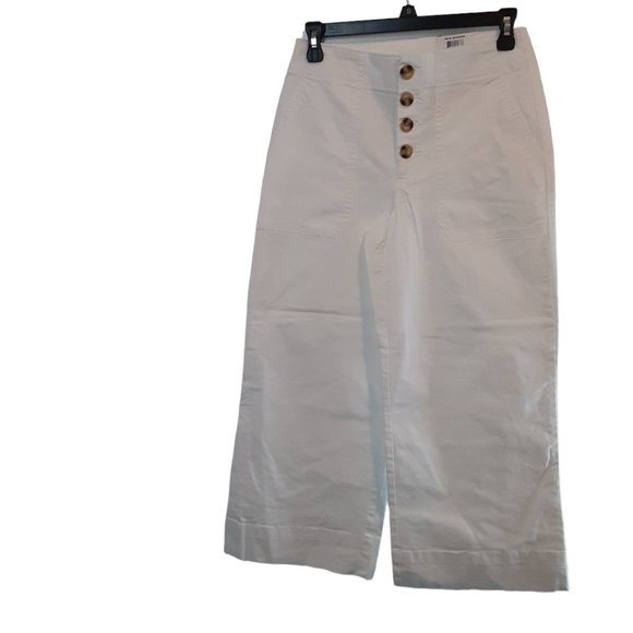 Wide Leg Bright White Mod Mariner Crop Button fly Pants - Picture 3 of 11